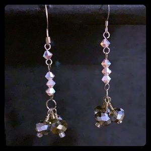 NWT Hand Beaded Swarovski crystal dangle earrings